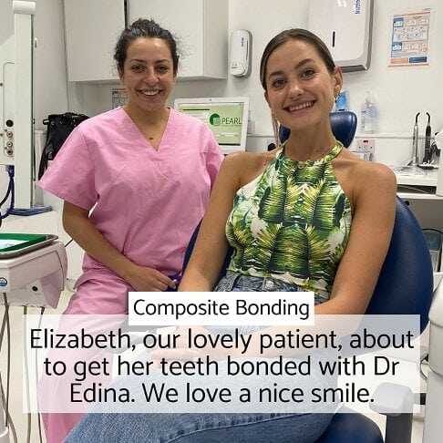 Dr Edina attending a free composite bonding consultation with her patient in London