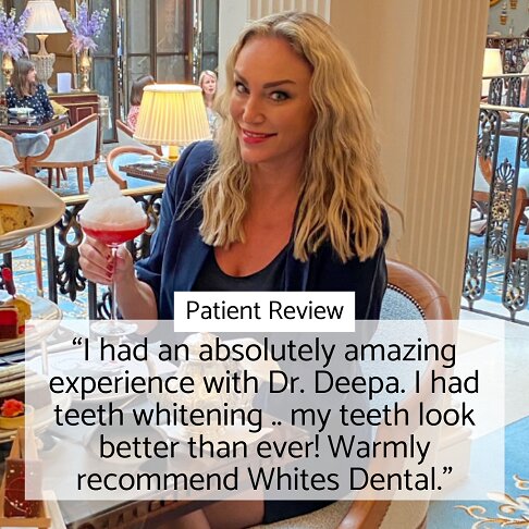 In-clinic Zoom laser light teeth whitening London - Patient testimonial for whitening in London