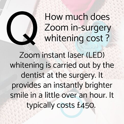 In-clinic Zoom laser light teeth whitening London - how much does Zoom in-clinic whitening cost