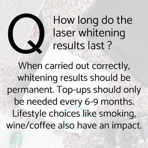 In-clinic Zoom laser light teeth whitening frequently asked questions - How long do the laser whitening results last