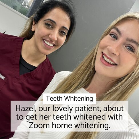 Philips Zoom Teeth Whitening London - woman having philips zoom home whitening with a dentist at our clinic in London