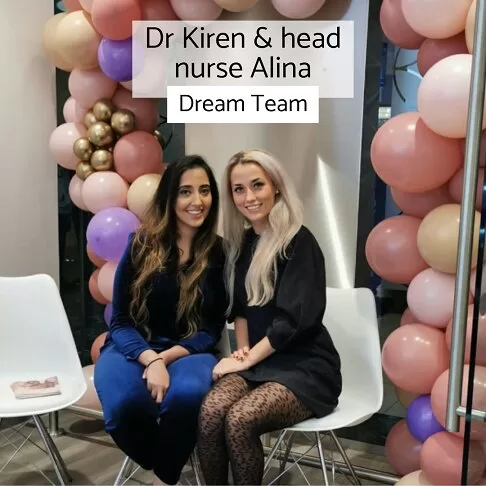 Dr. Kiren and Head Nurse Alina at a celebratory event, known as a “Dream Team” at Emergency Dentist Marble Arch W2