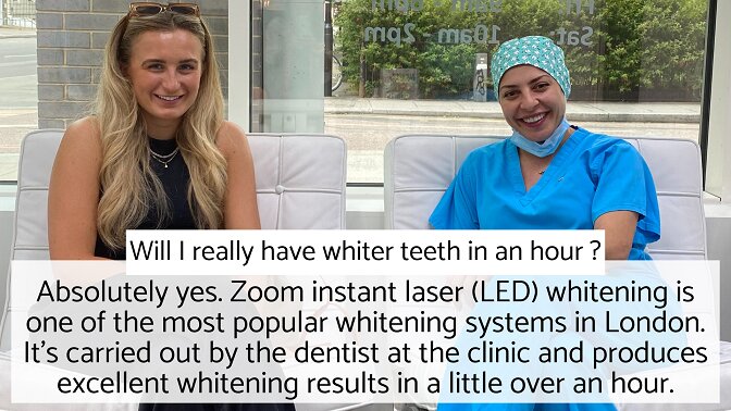 In-clinic Zoom laser light teeth whitening London - will I really have whiter teeth in an hour