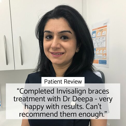 Patient providing a review for Invisalign braces for closing teeth gaps for Dr Deepa