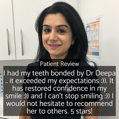 Teeth Gaps Closure with composite bonding testimonial for Dr Deepa in London 2